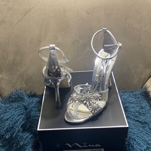 Silver Mirror Stone Women's Heels